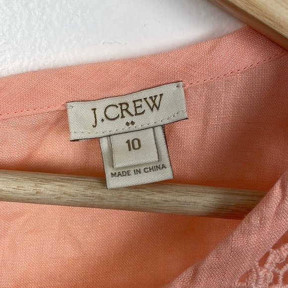 J. Crew short sleeve crochet pullover linen keyhole closure tunic top Size 10 - Picture 6 of 6
